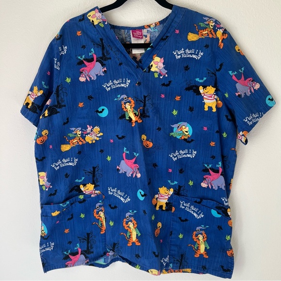 Disney Tops - Disney Halloween Winnie the Pooh Blue Scrub Size large
